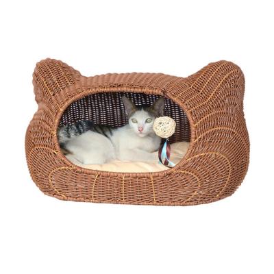 China Durable Modern Breathable For Pets Sleep Style Rattan Cat Bed Durable Hand Made Nest for sale