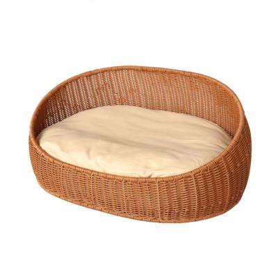 China Best Sustainable Design Cooling Wooden Durable All-Season Rattan Cat Calming Dog Bed for sale