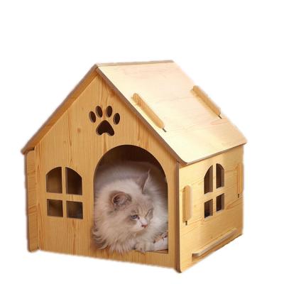 China Breathable New Product Solid Color Wood Durable Warm Protection Cat House for sale