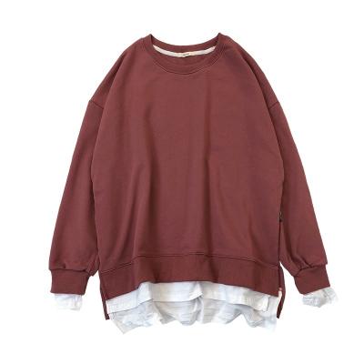 China 2022 Custom Made Two Piece Women's Sweater Solid Color Anti-pilling Crewneck OEM for sale