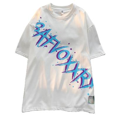 China Breathable Street Hip Hop Hip Hop Letter Graffiti Half Sleeve Graphic T-Shirt Women's Loose Short Sleeve for sale