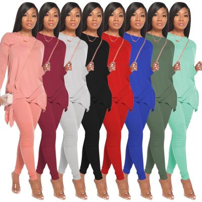 China Breathable Solid Color Long Tops 2 Piece Sets Women's Stacked Leggings for sale