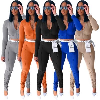 China Women's Breathable Tracksuits Set Two Piece Outfits Long Sleeve Top Crop Long Pants Ladies Sweatsuit Skinny Jogging Suits for sale