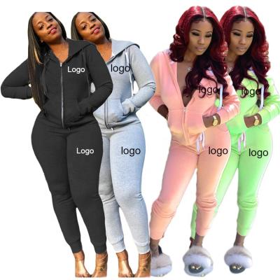 China Breathable Custom Logo 2021 Womens Clothing Overalls Set Two Piece Set Women 2 Piece Set Women Sweat Suits Joggers Pants for sale