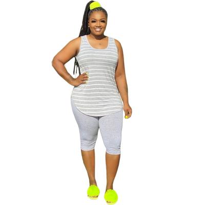 China Plus Size Women Clothing Set Fashion Band Anti-Static Vest Five Point Pants Two Piece Suit for sale