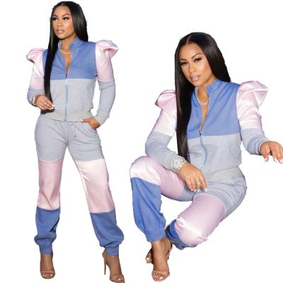 China Crop Top QUICK DRY 2 Piece Set Casual Women Patchwork Breath Kits Female Wears 2021 for sale