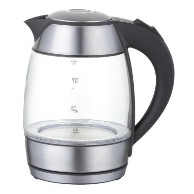 China 1.8L Base 360 ​​Degree Water Kettle Kitchen Appliances Rotating Electric Glass Kettle Home Appliances for sale