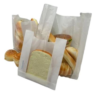 China Handmade custom printed paper bags fashion bags grease food packaging kraft paper bag with window bread box for sale