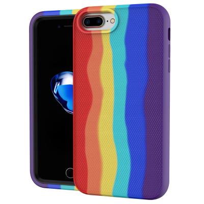 China Color Shockproof Anti-drop Rainbow Shockproof Phone Case For Iphone X Xs Xr Xs 11 pro 12 max Mini Max Silicone Pu Protector Case for sale