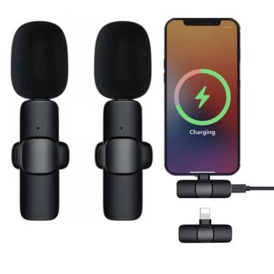 China Hot Selling K8 Plug and Play K9 Mini Wireless Lavalier Microphone for iPhone Adapter Live Broadcasting Smartphone Rechargeable Type-C Receiver for sale