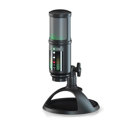 China C09A Good Quality Professional Podcast Microphone Conference Desktop Condenser Microphone with Stand Monitoring Metal Shell Studio Recording Equipment Professional for sale