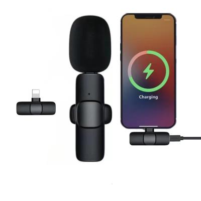 China Good Sale K8K9 Plug and Play Portable Wireless Lapel Microphone for Smartphone Video Recording Live Stream Interview Mini Lavalier Microphone for sale