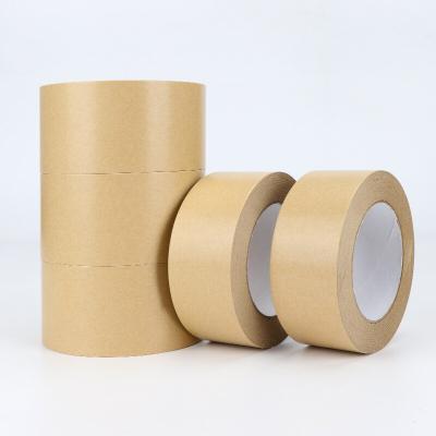 China Flatback Waterproof Self Adhesive Paper Tape Packaging For Brown Box Moving Shipping Carton Sealing Kraft Paper Tape Roll for sale