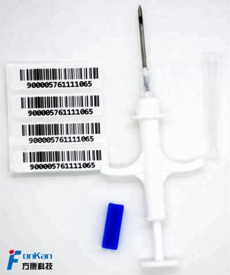 China Disposable PP 134.2KHz 1.4*8mm FDX-B Bio-glass RFID Animal Injectable Microchip With Syringe For Pets Identification for sale