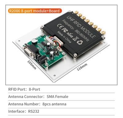 China Support 8 Antennas RFID Chip Reading Indy Impinj R2000 Long Range 860-960Mhz TAG UHF RFID Reader Module For Warehouse Multi Selectable Management for sale