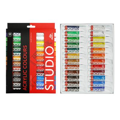 China Popular Acrylic Paint Factory 24 Color Set Sale Back To School Gift OEM Manufactured 12mL Wholesale for sale