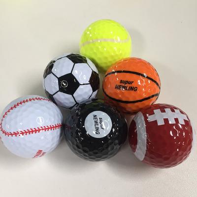 China KNT Basketball Pattern Rubber Golf Balls 2022 Football Shaped Surlyn Power Distance Golf Gift Two Piece Two Piece Ball for sale