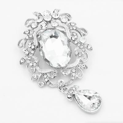 China Wholesale Fashionable Drop Pendant Brooch Glass Fashion Dress Bridal Accessories for sale