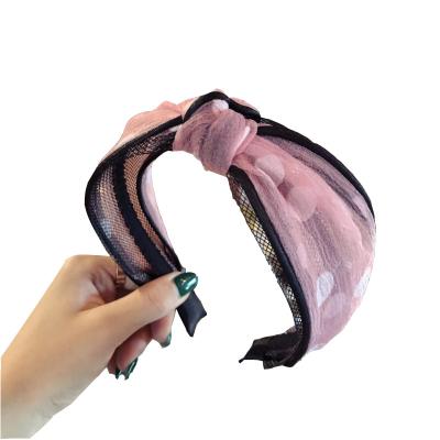 China New Fashion Women's Gauze Headband Bow Wide Bow Edge Headband for sale