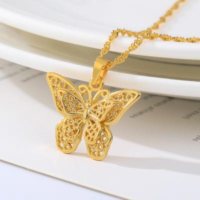 China 2020 Fast Delivery Butterfly Necklace Women's News Wave Chain Stainless Steel Butterfly Hollow Necklace for sale