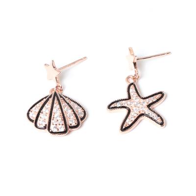 China 925 Sterling Silver Small Starfish Shell Earrings Jewelry Sterling Siver S925 Lovely Girl's Earrings for sale