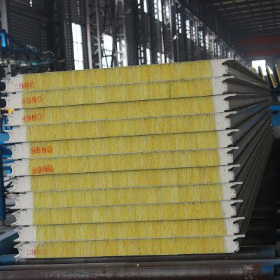 China 1000mm 2022 50-150mm Glass wool wall sandwich panel for shopping mall for sale