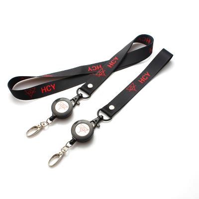 China Polyester Lanyard With Badge Holder Reel Promotional Custom Labor Certificate Of Service Arming Rope for sale