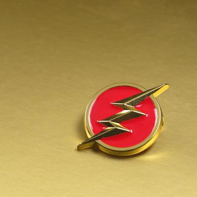 China Promotional Decorative Captain Badges Mini Custom Design Flashman Lightning Logo Badge Men Women Movie Pin Badge Metal Accessory from China for sale