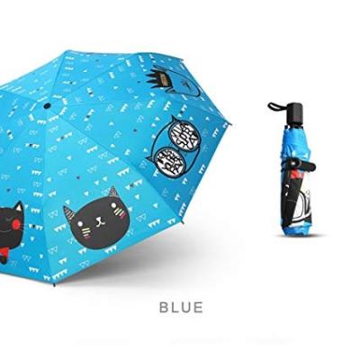 China Love 3 Times Outdoor Umbrella Mini Folding Umbrella Blue Color UV Umbrella for Weather and Rain for sale