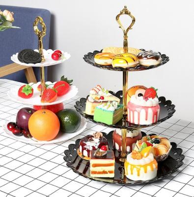 China Multi-Layer Multi-Layer Three-Tier Candy Dish European Stand Fruit Dessert Rack Cake Stand Cake Storage Racks Racks for sale