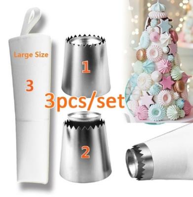 China Viable New Design 3pcs/set Russian Tulip Icing Piping Nozzles Cake Decorating Tips DIY Tool for sale