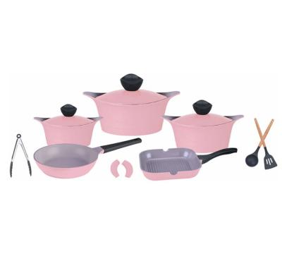 China Sustainable hot sale 13 pcs/set household saucepan set multi-function kitchen pot non-stick cookware set for sale