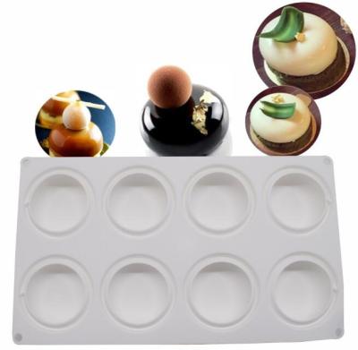 China Viable Hot Selling French Baking Silicone Dessert Mold Mousse 8 Pole Flattened Cake Mold for sale