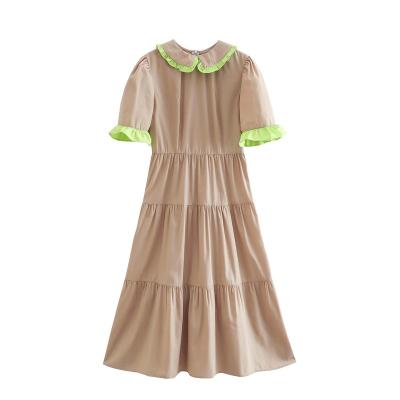 China PB&ZA2022 spring European anti-static French collar ruffle dress and retro American style summer new women's clothing and doll for sale