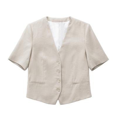 China Fashion Soft Single Breasted V-Neckline Anti-Shrink Straight Fit Short Suit Canvas Jacket 3008/304 for sale