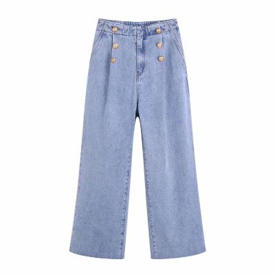 China New summer PB&ZA2022 high-waisted slim-fit wide-leg jeans 8527/055 breathable for sale