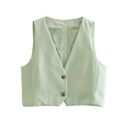 China PB&ZA2022 New Summer Women's V-neck All-match Vest Breathable Slim Thin Short Vest 2010/829 for sale