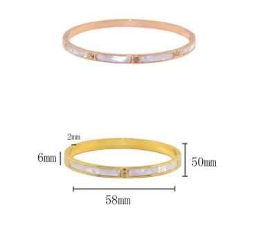 China Fashion Hot Sale White Stainless Steel Shell Bangle Bracelet Bridal Jewelry Set Luxury Women Bracelet for sale