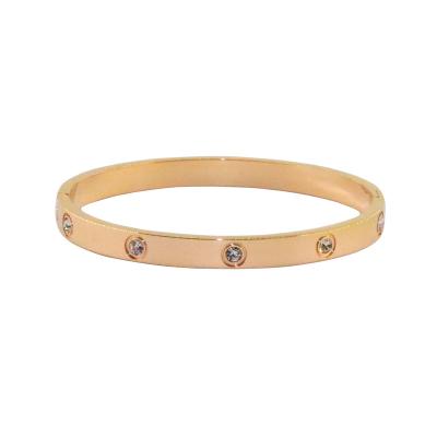 China High Quality Fashion Full Diamond Rose Gold Titanium Steel Versatile Ladies Bracelet for sale