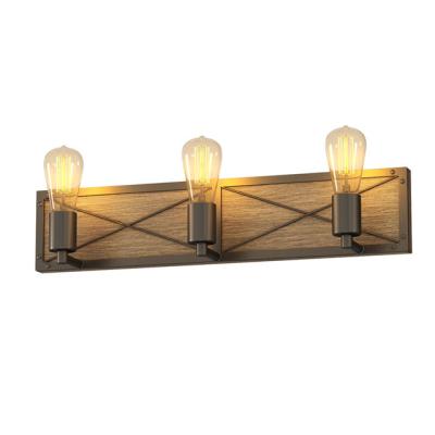 China Vintage Rustic Farmhouse Wall Light Wood Grain 3 Indoor Lights Long Adjust Rectangular Strip Reading Wall Lamp for sale