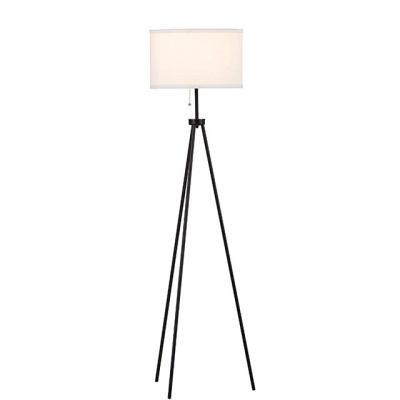 China Modern Living Room Tall Modern 3 Leg Standing Light Black Floor Lamp With Fabric Shade for sale