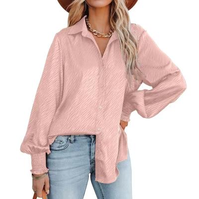 China Solid Color Spring Anti-pilling Spring Anti-pilling Shirt New Elegant Upper Slim Single Breasted Shirt Retro Loose Long Sleeve Lapel for sale