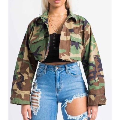 China American Hot Selling Cargo Jacket Breathable Camouflage Shorts Fashion Temperament Commuter Camouflage Navel Indicating Custom Coat for sale