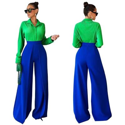 China New Design Anti-Wrinkle High-Waisted Fashion Pretty Solid Color Casual Wide Leg Pants Women for sale