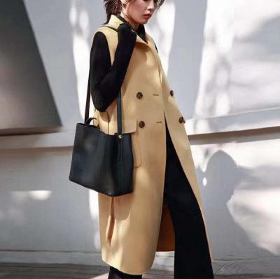 China Women Casual Winter Design Suit Collar Belt Long Dishonest Ditch Coats for sale