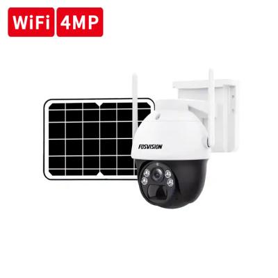 China NIGHT VISION WiFi 4MP Solar Panel Security IP Camera PTZ Dome Battery Monitoring Cam PIR AI Detection Human Color Night Vision for sale