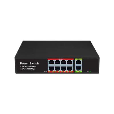 China For CCTV extended fosvision 8 Poe port + 2 uplink Poe switch 48v extra power Ieee802.3af/at Poe standard network switch large for sale