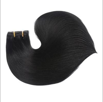 China Silky Straight Wave Clip In Human Hair 120g Natural Black Color Remy Human Hair Extensions For Black Women for sale