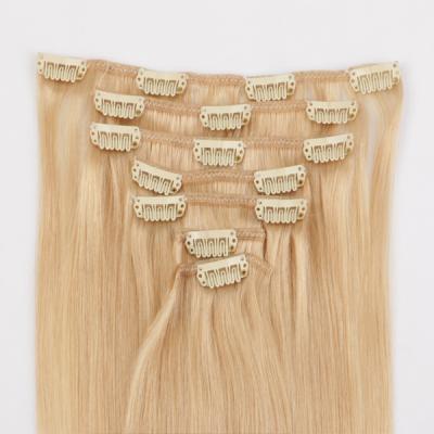 China Silky Straight Wave JF Clip In Hair Extensions 300g Blonde Color Brazilian Hair Clip In Hair Extensions for sale