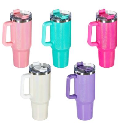 China Sustainable Quencher cups stainless steel sublimation travel mug stanley sport water bottles 40oz tumbler with handle and straw for sale